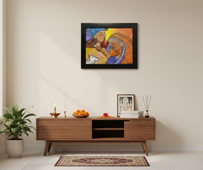 Radha Krishna Abstract Acrylic Canvas Art